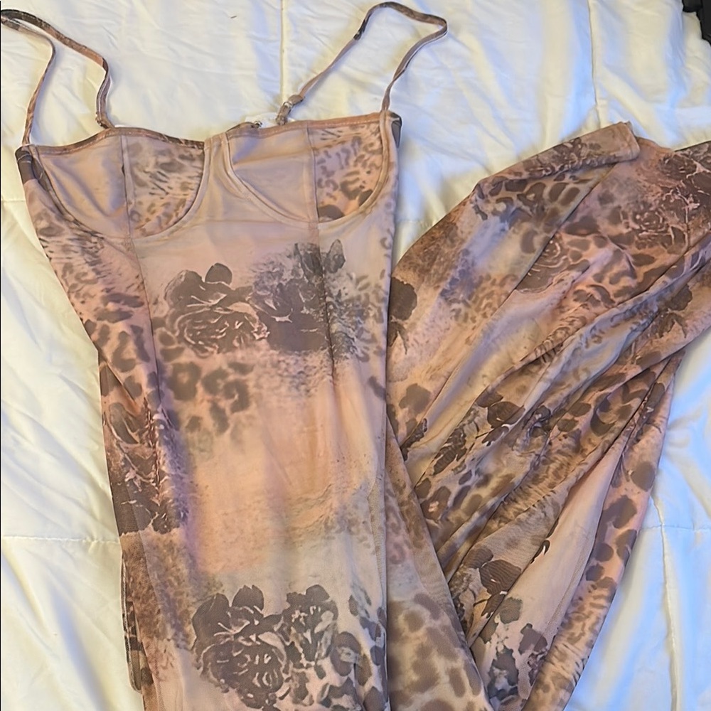 Floral Print Women's Maxi Corset Dress